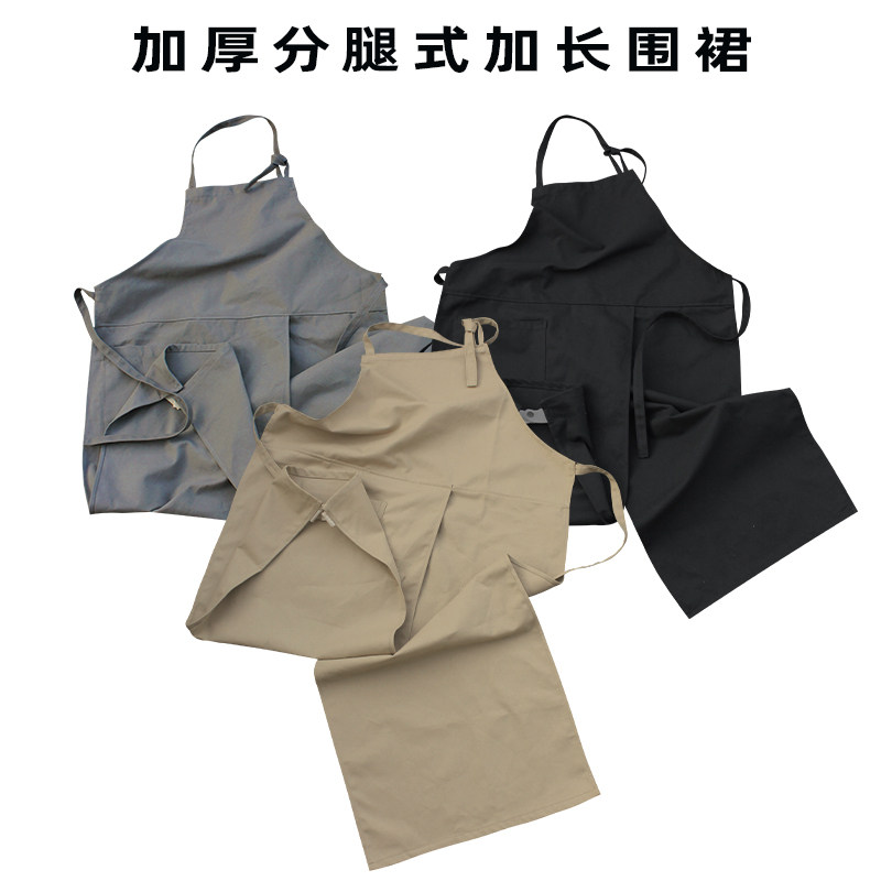 加长厚款全棉分腿式陶艺围裙