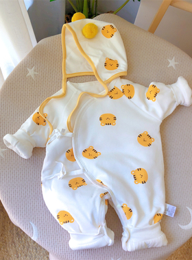 韩式新生婴儿儿衣服0-3个月冬装外套棉袄5259码宝宝100天老虎长爬