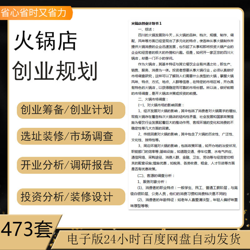 火锅店创业计划书市场调研报告投资预算分析选址装修设计效果图