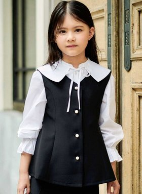 110-120 日单贵牌 beb*e 女童衬衫马甲背心日本原单童装