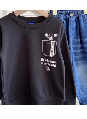 补货 120-160 日单 DSN 男童女童长袖加薄绒卫衣外贸原单童装