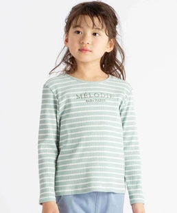 beb 140 日单贵牌 T恤外贸日本原单 女童92%棉条纹长袖