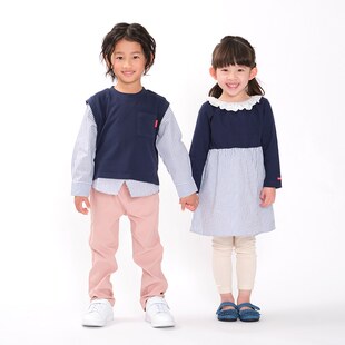 90-130 日单 mjj 丸高男童女童拼接衬衫长袖T恤连衣裙原单