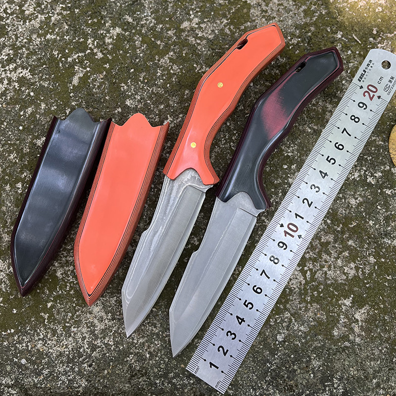 家用水果刀具 锻打大马士革钢刀 野外露营烧烤随身小刀收藏小直刀