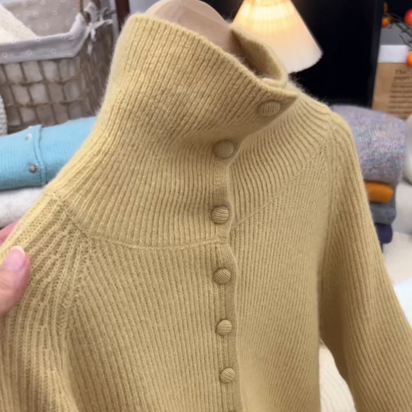 韩版复古风麻花毛高领针织开衫衣