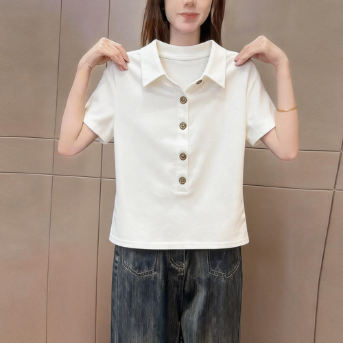 2026夏季新品简约Polo短袖t恤女