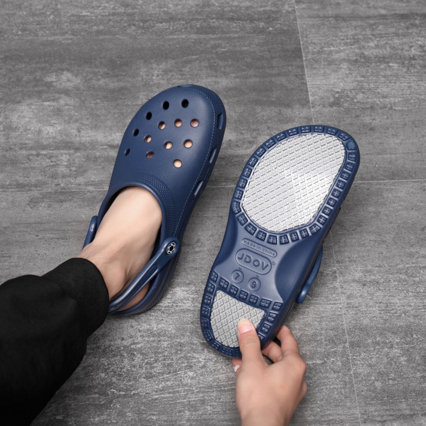 JDOV洞洞鞋男女EAV包头平跟防滑