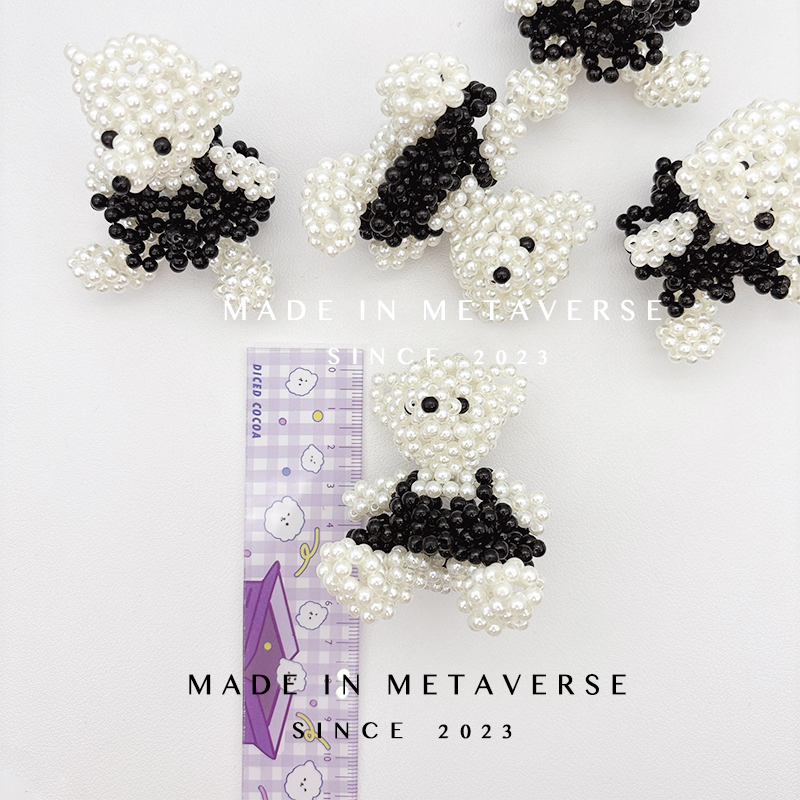 thumbnail for Handmade beaded three-dimensional cartoon bear woven accessories ornaments mobile phone chains pendants hats and bags accessories clothing material accessories