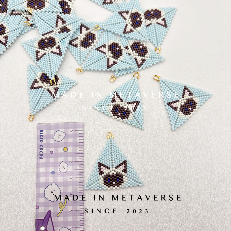 thumbnail for Triangle cat handmade beaded accessories zipper buckle earrings materials mobile phone chains clothing bag accessories