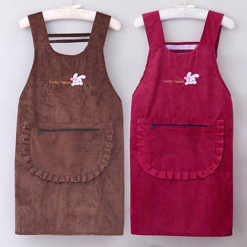 灯芯绒时尚防水小清新女大人围裙