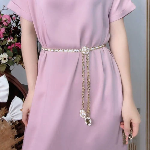 山茶花金属腰链小香风时尚细腰带