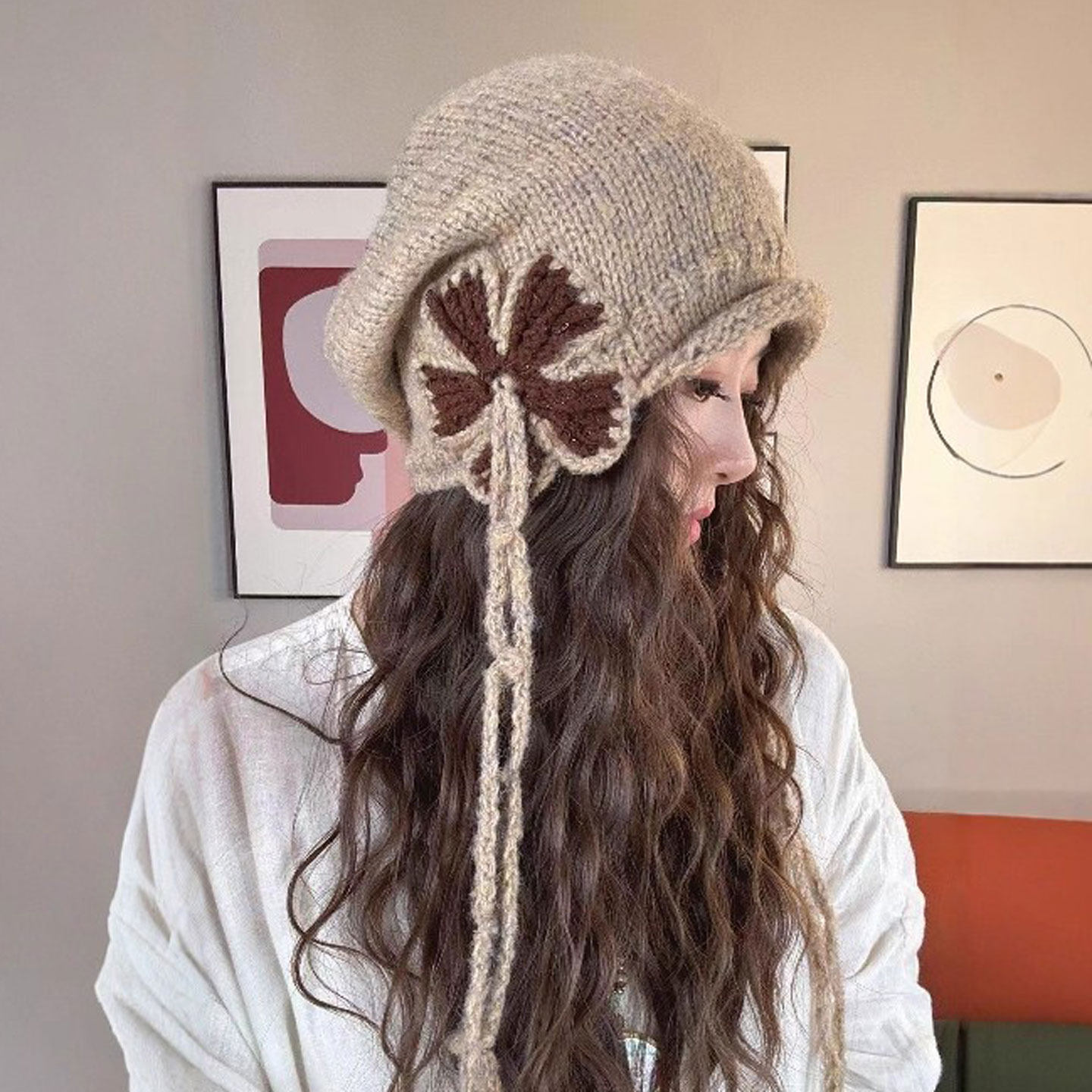 秋冬保暖护耳针织帽女2025新款手工花朵流苏毛线帽时尚百搭堆堆帽,服饰配件/皮带/帽子/围巾,帽子,淘宝优惠券,粉丝福利购,淘宝优惠卷