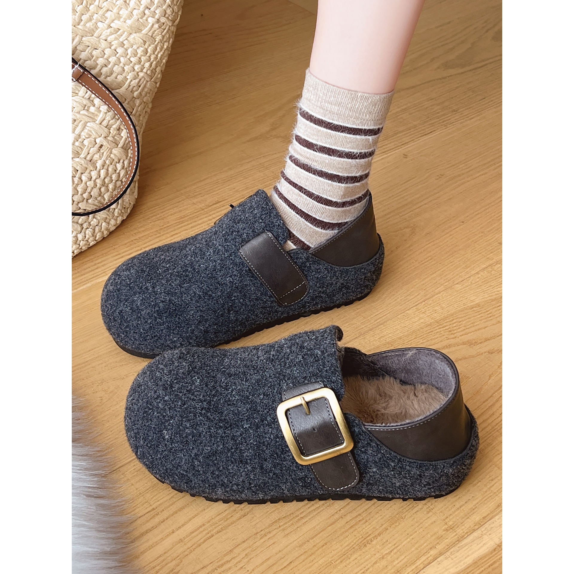 林北北两穿复古勃肯鞋女