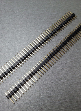 2.54间距单排40位直插排针 2.54mm40pin镀金3u黑色杜邦针座连接器