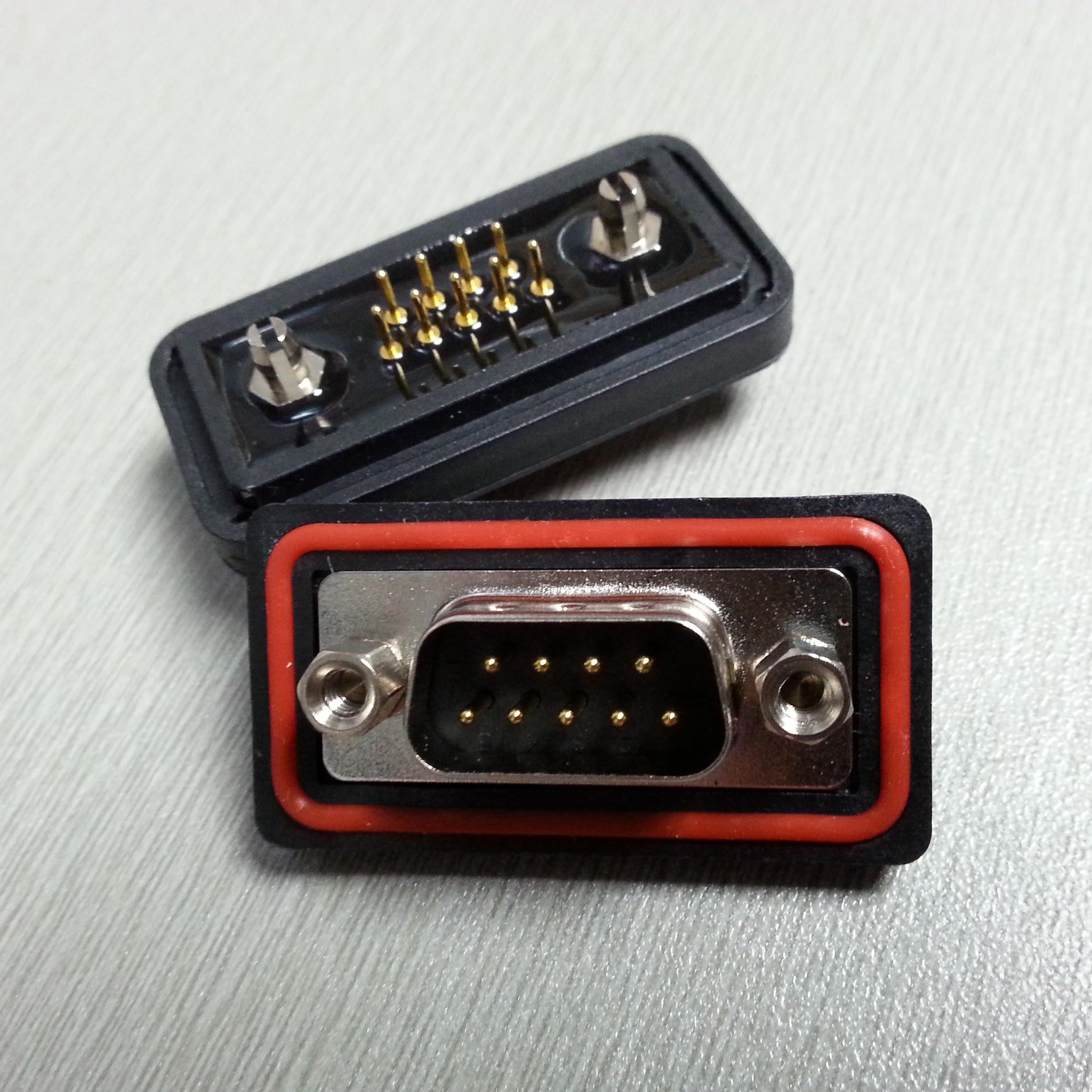 防水车针连接器 DP9PIN公头插座 直插式插头 镀金端子 DP9公座