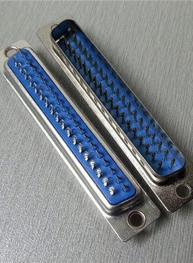 D型db37pin公头连接器蓝色简易式 矩形d-sub37针焊线接插件公母头