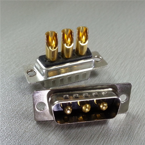 DSUB大电流焊线3W3公头 促销3芯20A电源连接器 重载矩形公母插头