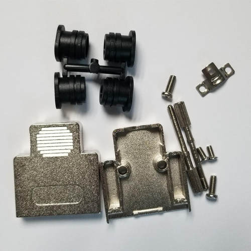 供DB9 HDB15 2W2 2V2 5W1公母插头用金属壳配黑色软胶套 4个规格