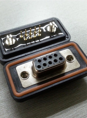 优质车针防水180度焊板DP9P母座实心镀金D-SUB9孔串口RS232立式座