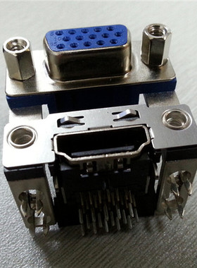 供应电脑电视双层d-sub上VGA15P母下HDMI19P母 L=19.05插座连接器