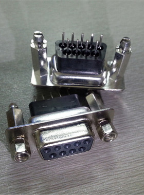 黑色直插加高DB9PIN母座 串口RS232母头接插件 矩形d-sub9p连接器