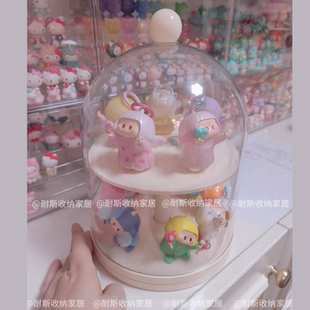 yoyo酱盲盒展示盒透明防尘旋转名创优品萌粒nyota手办收纳架