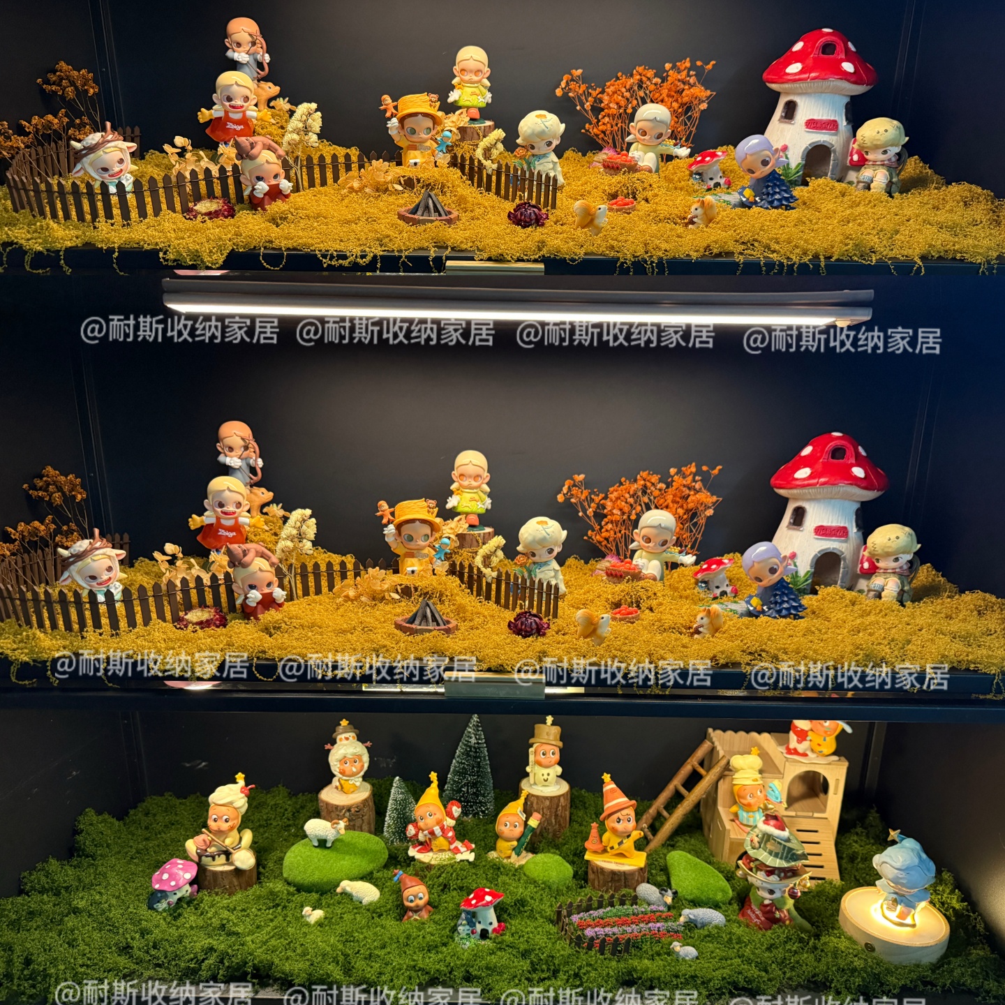 盲盒造景diy材料包春夏秋冬泡玛特手办布景玄关展示柜微景观全套