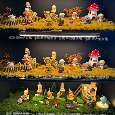 盲盒造景diy材料包春夏秋冬泡玛特手办布景玄关展示柜微景观全套