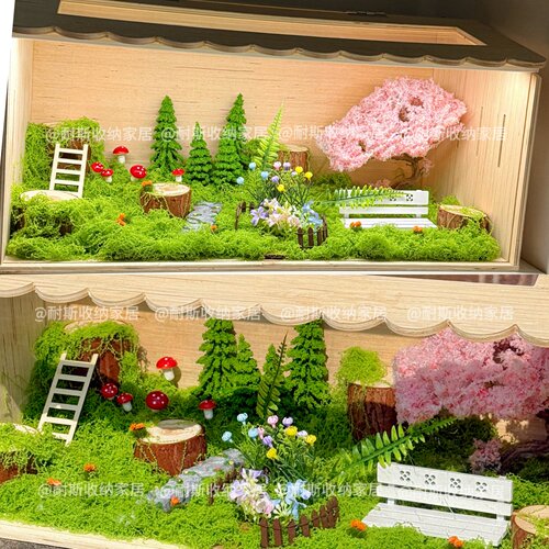 玄关盲盒造景diy材料包星星人手办小野布春夏秋冬微景观造景全套