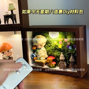 如果今天星期八dimoo造景材料包popmart盲盒手办立体中空相框展示