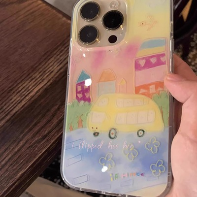 iFHHee “春田巴士”原创设计 手绘可爱双层imd全包手机壳