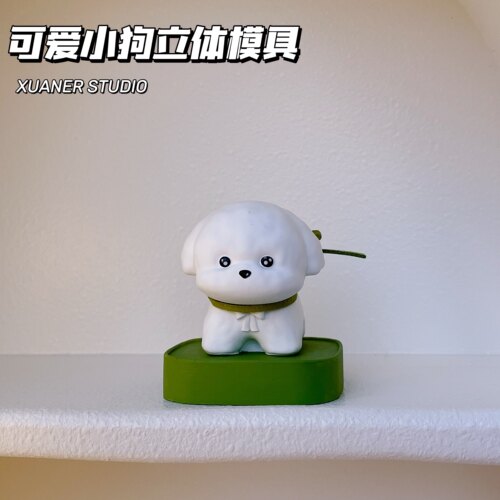 璇儿手作香薰石膏模具蝴蝶结可爱小狗香薰蜡烛捏捏硅胶模具