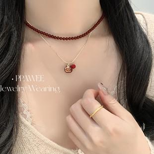 榴花似火|安可拉红石榴复古项链女小众精致高级感百搭秋冬毛衣链