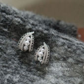 气质复古锆石耳环法式 圆舞曲 精致蕾丝花边耳饰新款 绝美珍珠耳钉