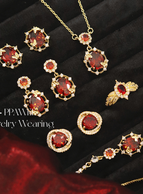 梦露红|独特气质红色耳环轻奢复古耳饰女高级感小众精致锆石耳钉