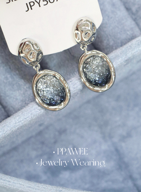 星梦蓝|几何星空吊坠耳环2026新款高级感气质耳饰巨好看蓝色耳钉