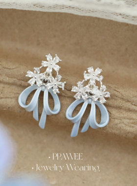 拾云捧花|法式花朵耳饰女轻奢高级感气质耳环仙气蝴蝶结锆石耳钉