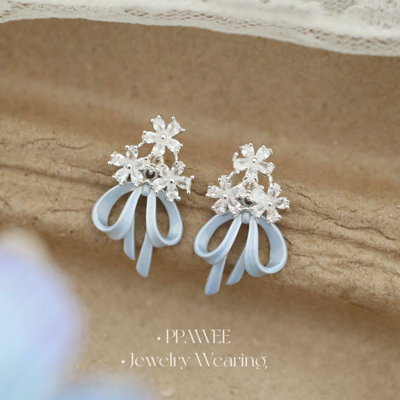 拾云捧花|法式花朵耳饰女轻奢高级感气质耳环仙气蝴蝶结锆石耳钉