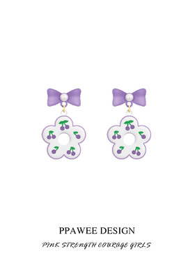 温柔蝴蝶结耳饰女夏天今年流行紫色花朵少女耳环纯银法式耳钉简约