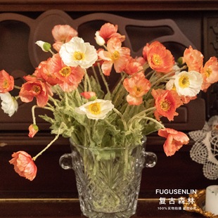 飾花陳設(shè)婚慶餐桌花藝師手捧花 仿真虞美人罌粟花假花絹花家居裝