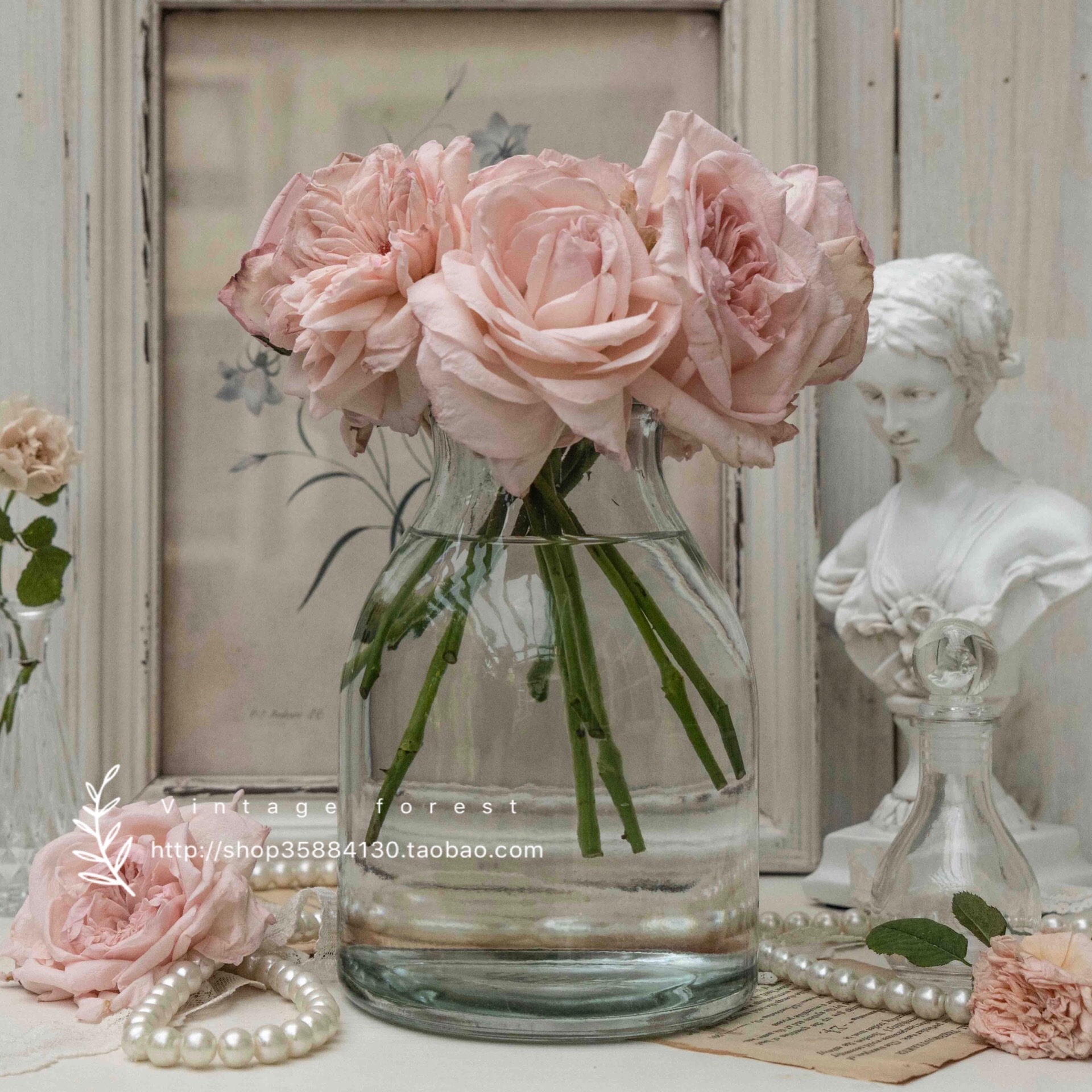 ins欧美式田园风玻璃水培干鲜花