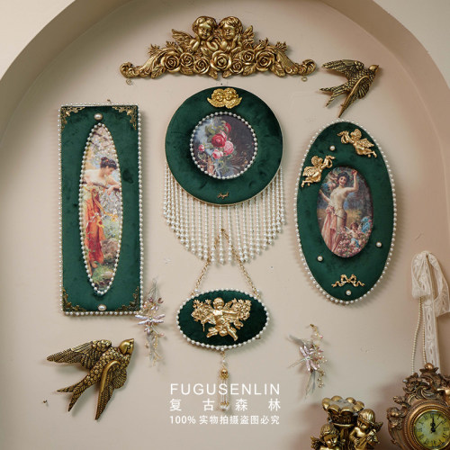 复古森林手作法式墨绿丝绒照片墙画框壁挂民宿装饰咖啡馆氛围装饰