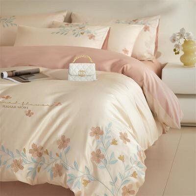 轻奢刺绣全棉四件套2025新款纯棉被套罩床单床笠高端床上用品套件