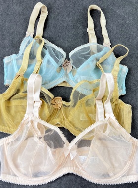 564夏季超薄透明网纱性感文胸有钢圈大胸显小无海绵大杯内衣BCDEF