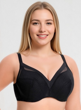 #833洞洞杯大胸显小软钢圈全罩杯文胸女聚拢舒适大胸内衣75-95GHI