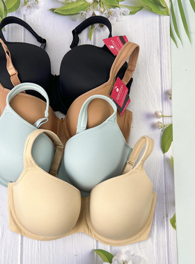 676欧美光面T恤简约大杯文胸有钢圈包容定型大码内衣70-100CDEFGH