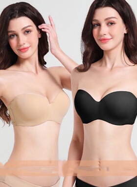#829光面无肩带大码大杯文胸有钢圈上托半杯女士内衣75-95BCDEFG