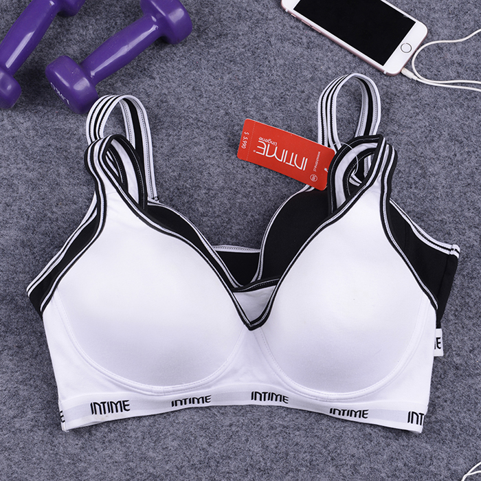 欧美风无钢圈背心式黑白运动文胸