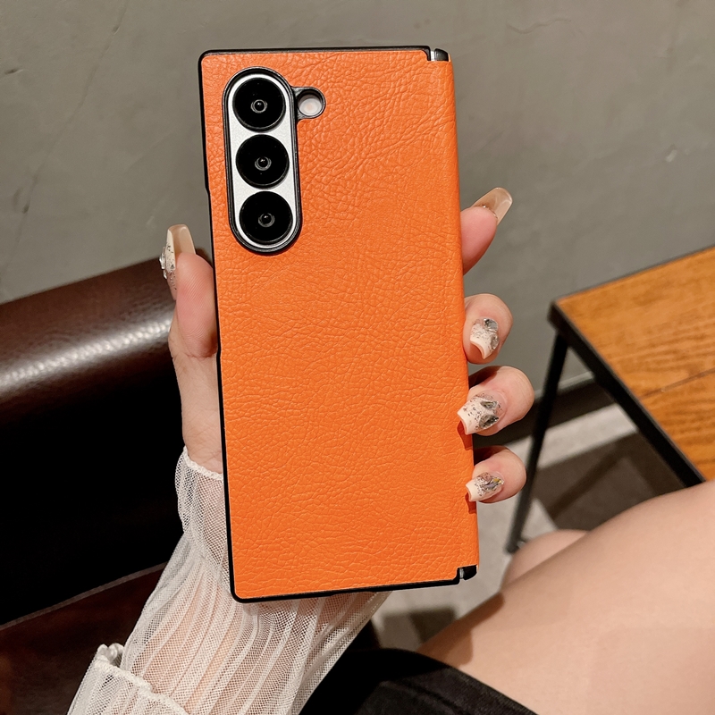 适用三星zfold6手机壳w24中轴保护套foid五fod4z fold折叠屏flod外壳zflod5荔枝纹galaxyfold后壳galaxyzfold