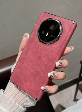 适用荣耀的magicv3手机壳华为V5折叠屏magic保护套FCP-AN10酒红色honor中轴全包mgicv3外壳majicv3秋冬翻毛皮